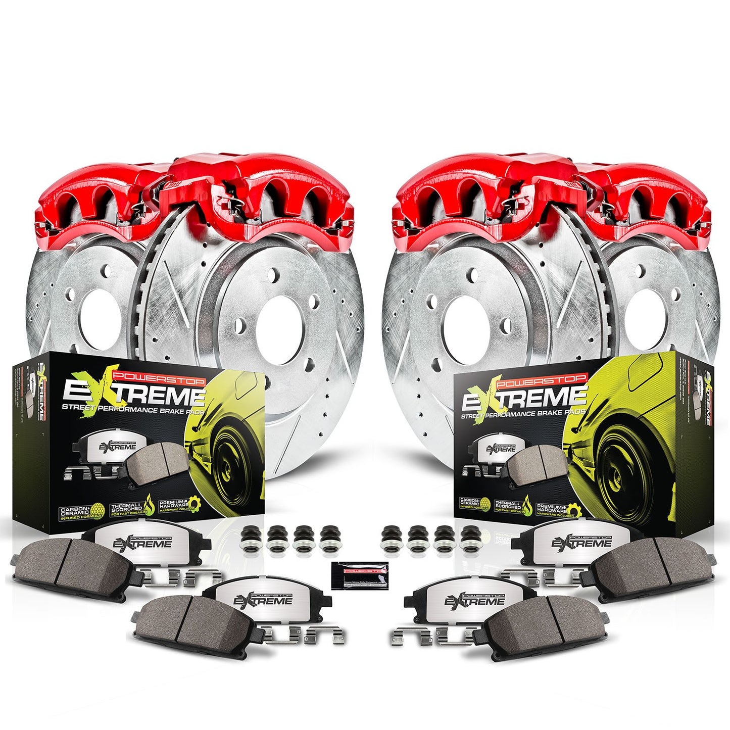 Power Stop 15-17 Ford Mustang Front & Rear Z26 Street Warrior Brake Kit w/Calipers KC6808-26