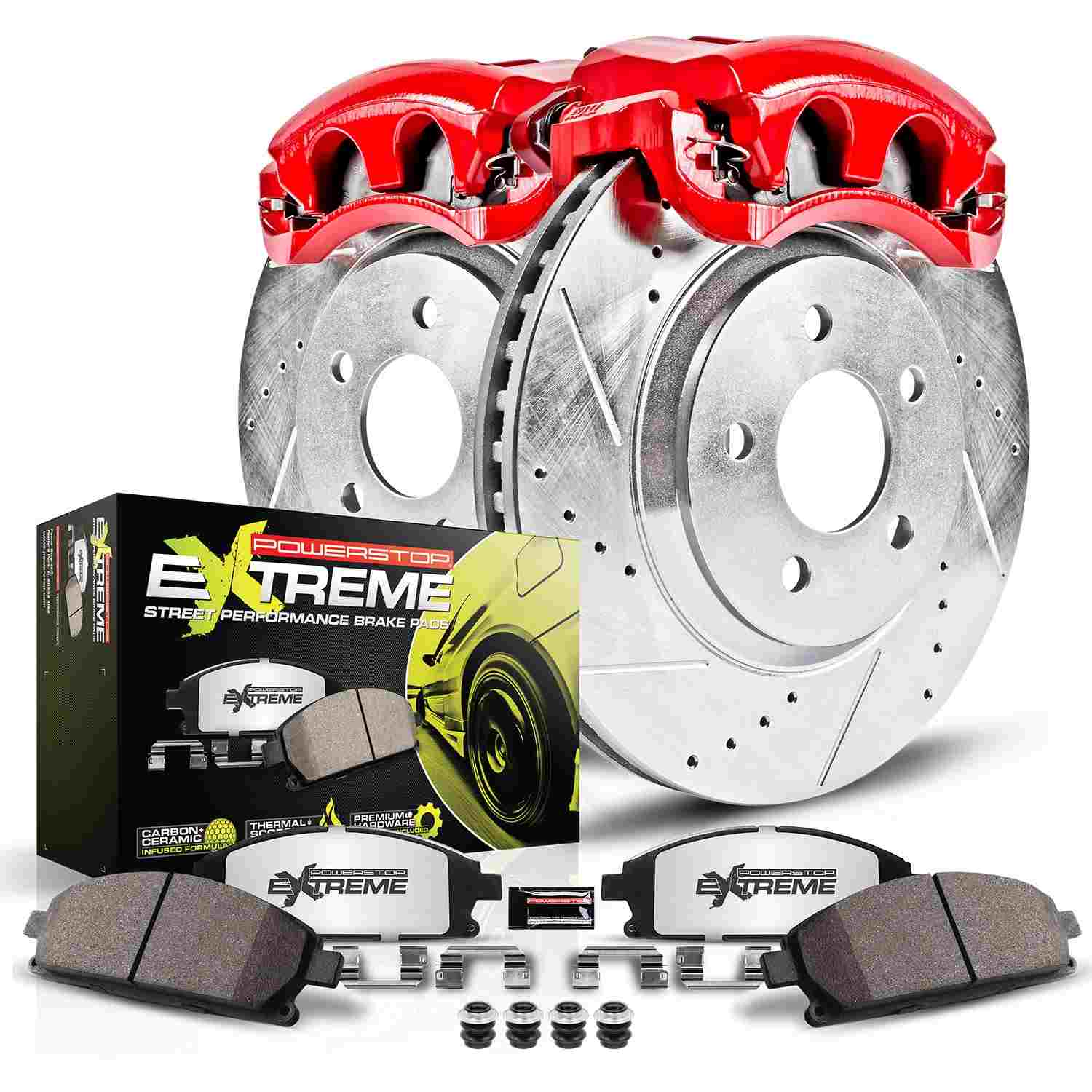Power Stop 15-19 Ford Mustang Rear Z26 Street Warrior Brake Kit w/Calipers KC6813-26