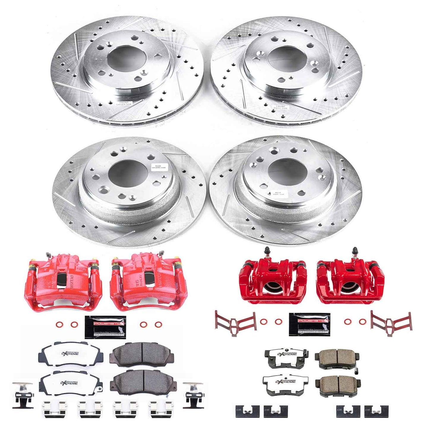 Power Stop 96-98 Acura RL Front & Rear Z26 Street Warrior Brake Kit w/Calipers KC705A-26