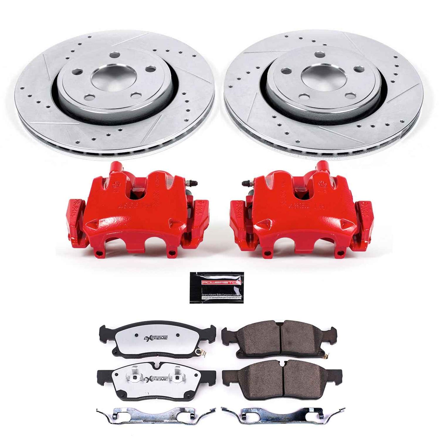 PowerStop Power Stop 17-19 Jeep Grand Cherokee Front Z36 Truck & Tow Brake Kit w/Calipers KC7412-36