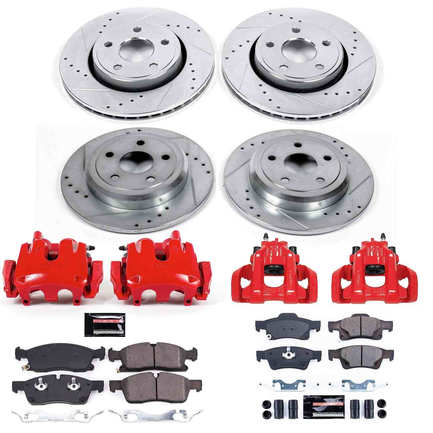 PowerStop Power Stop 17-19 Jeep Grand Cherokee Z23 Evolution Kit w/ Calipers - Front and Rear KC7413