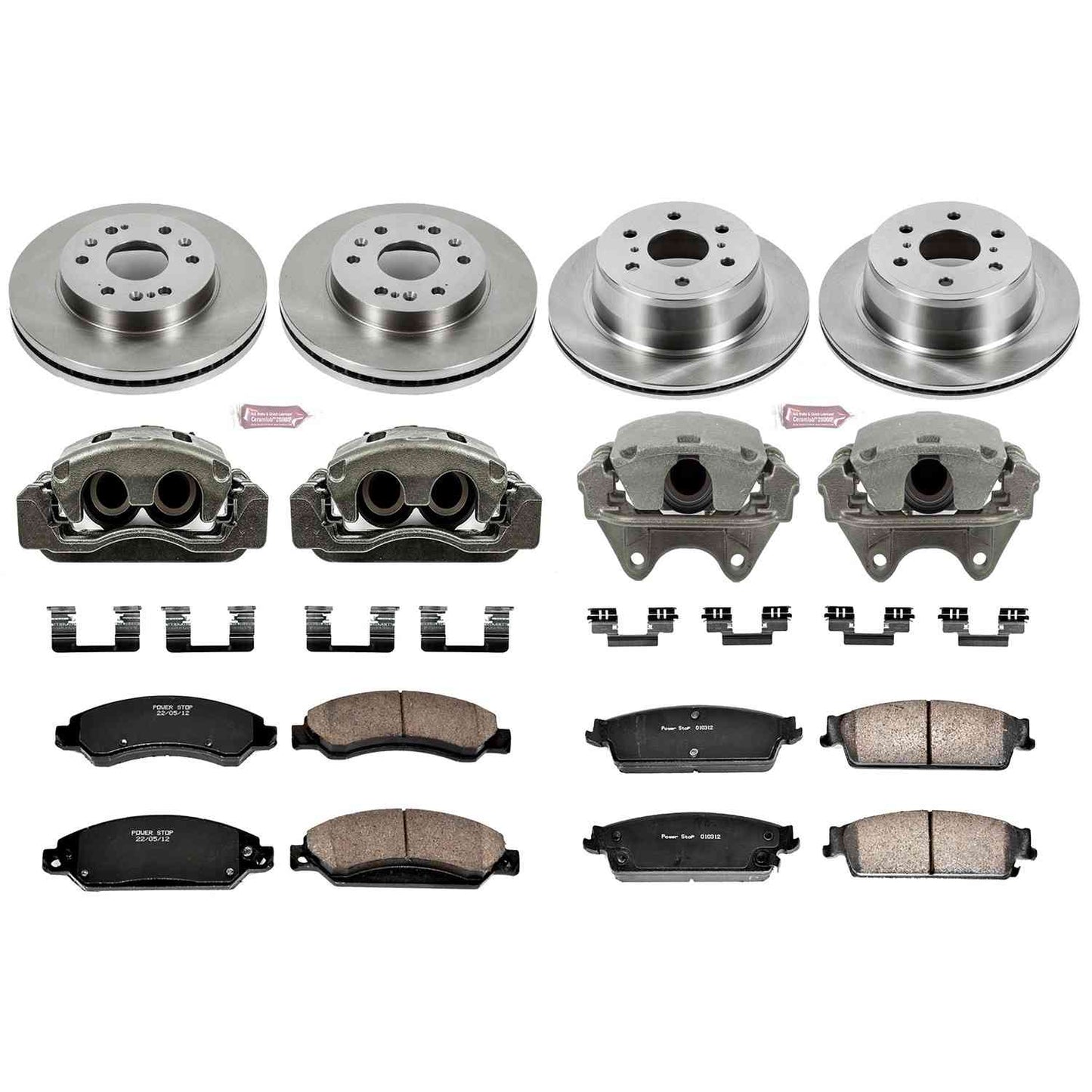 PowerStop Power Stop 07-08 Cadillac Escalade Autospecialty Kit w/ Calipers - Front and Rear KCOE2068
