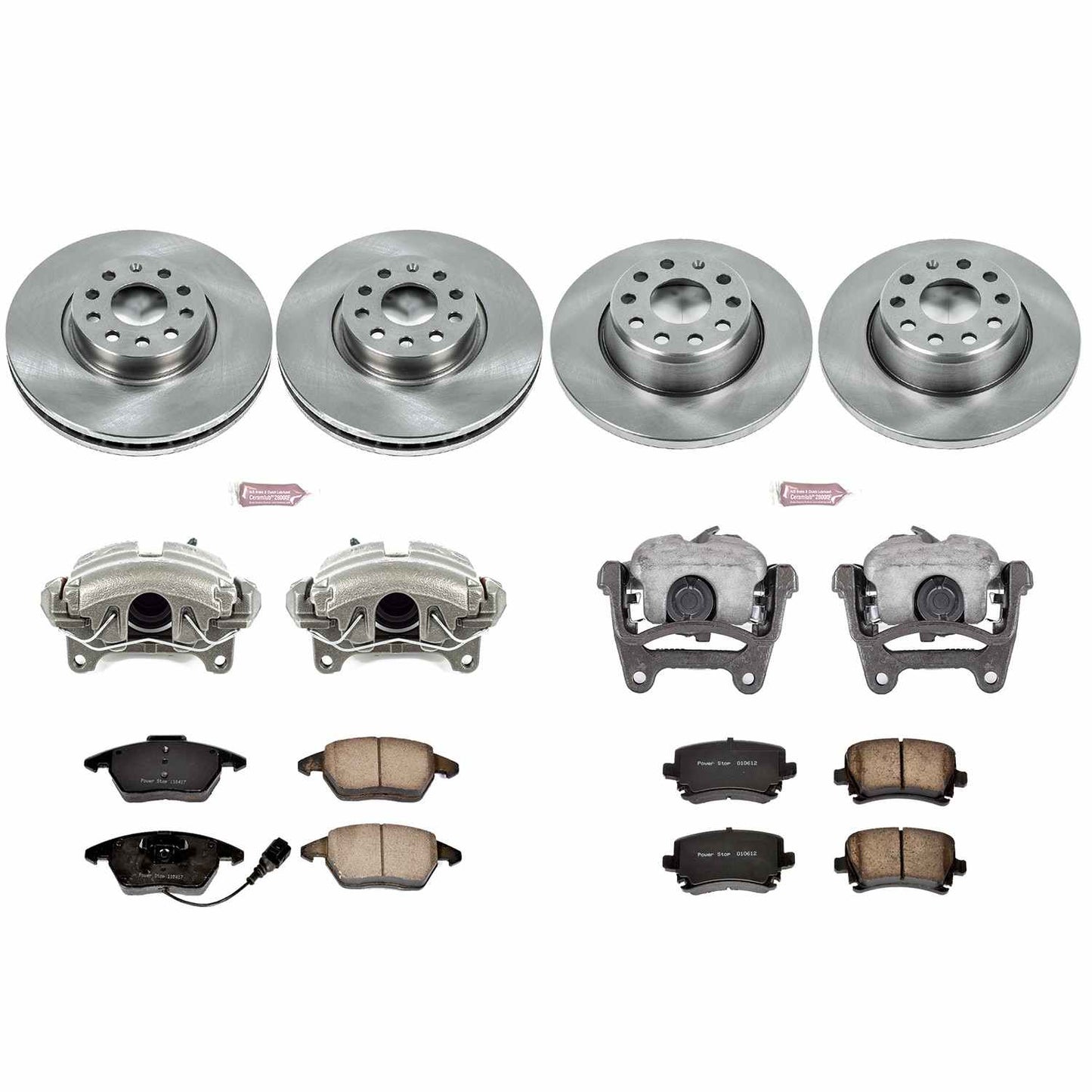 PowerStop Power Stop 06-08 Audi A3 Autospecialty Kit w/ Calipers - Front and Rear KCOE2260D