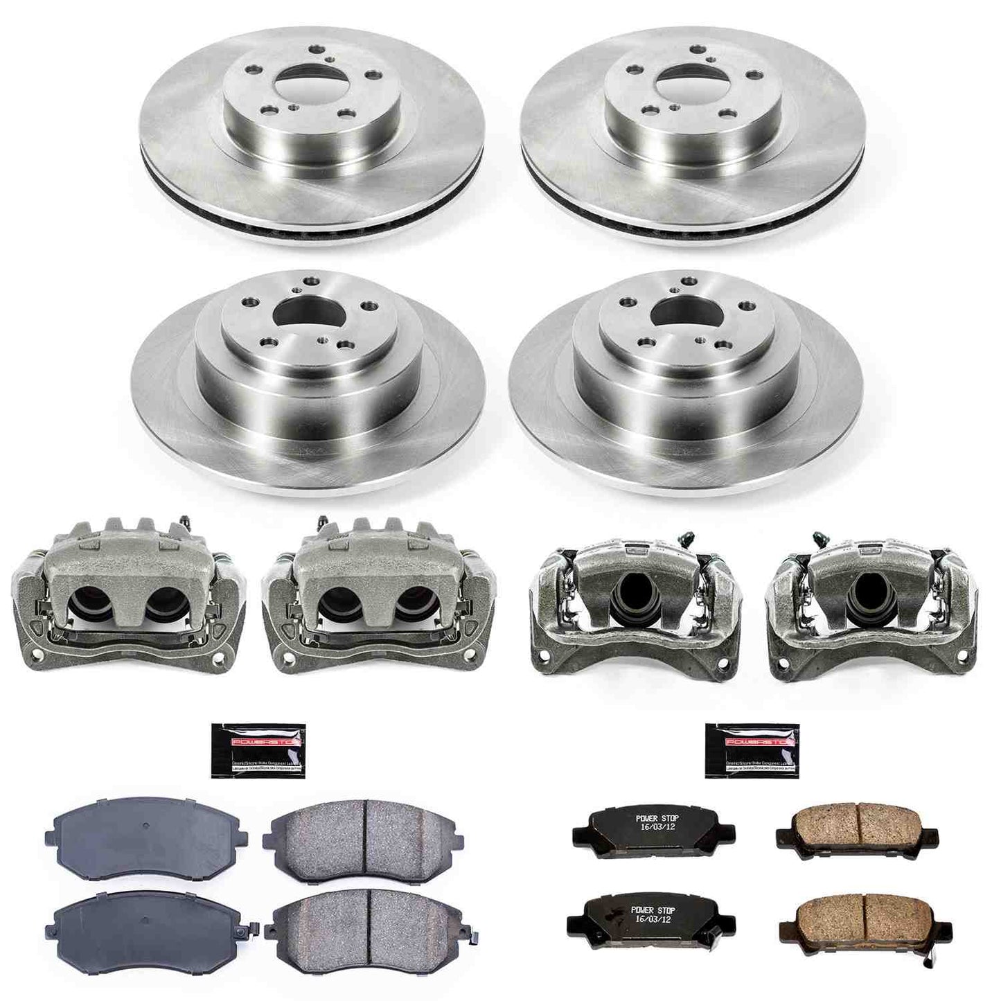 PowerStop Power Stop 02-04 Subaru Legacy Autospecialty Kit w/ Calipers - Front and Rear KCOE2750