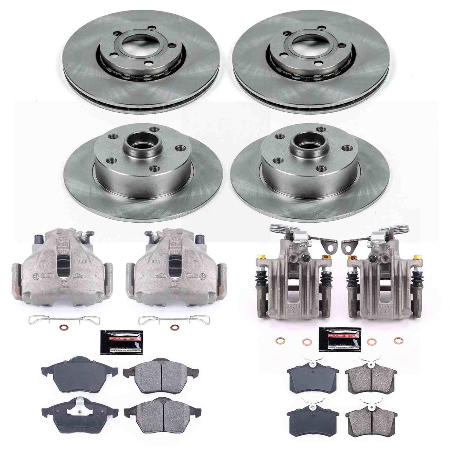 PowerStop Power Stop 97-98 Audi A4 Autospecialty Kit w/ Calipers - Front and Rear KCOE2824