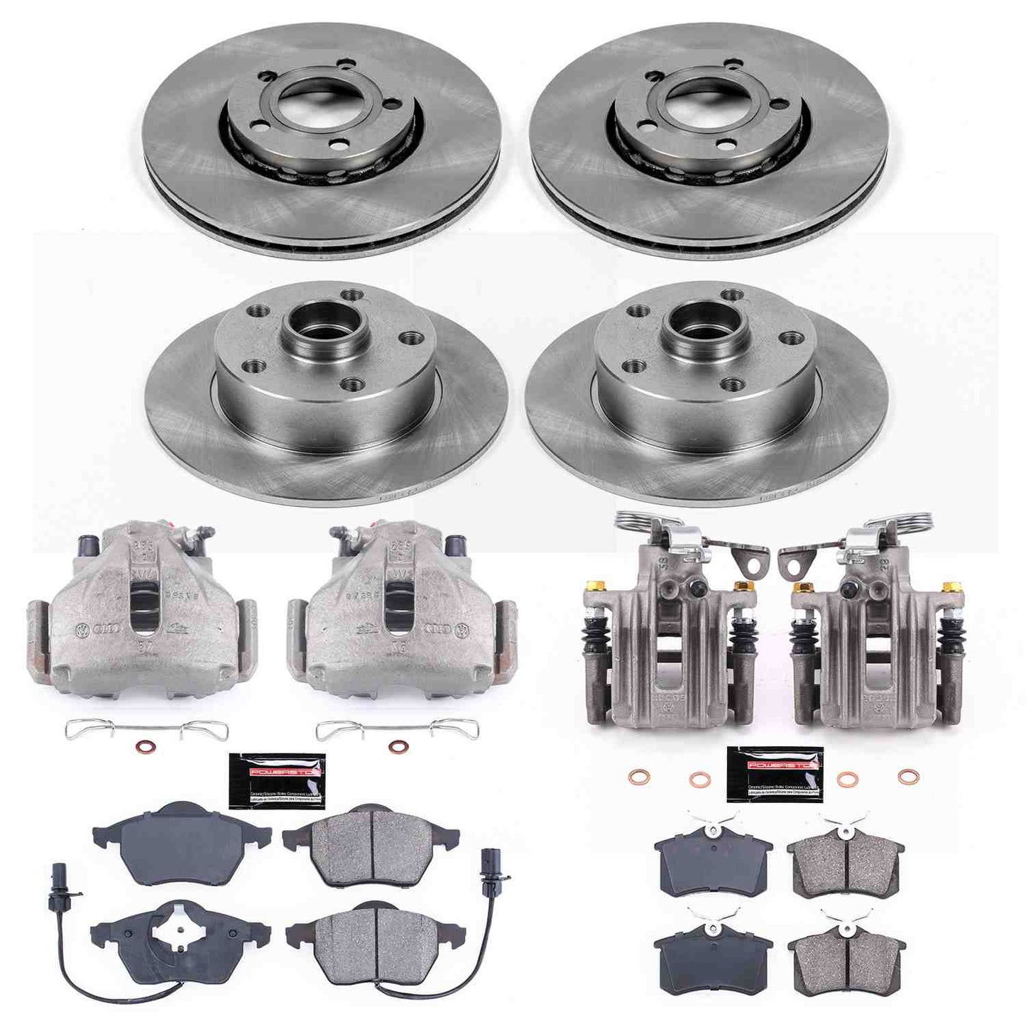 PowerStop Power Stop 99-01 Audi A4 Autospecialty Kit w/ Calipers - Front and Rear KCOE2825