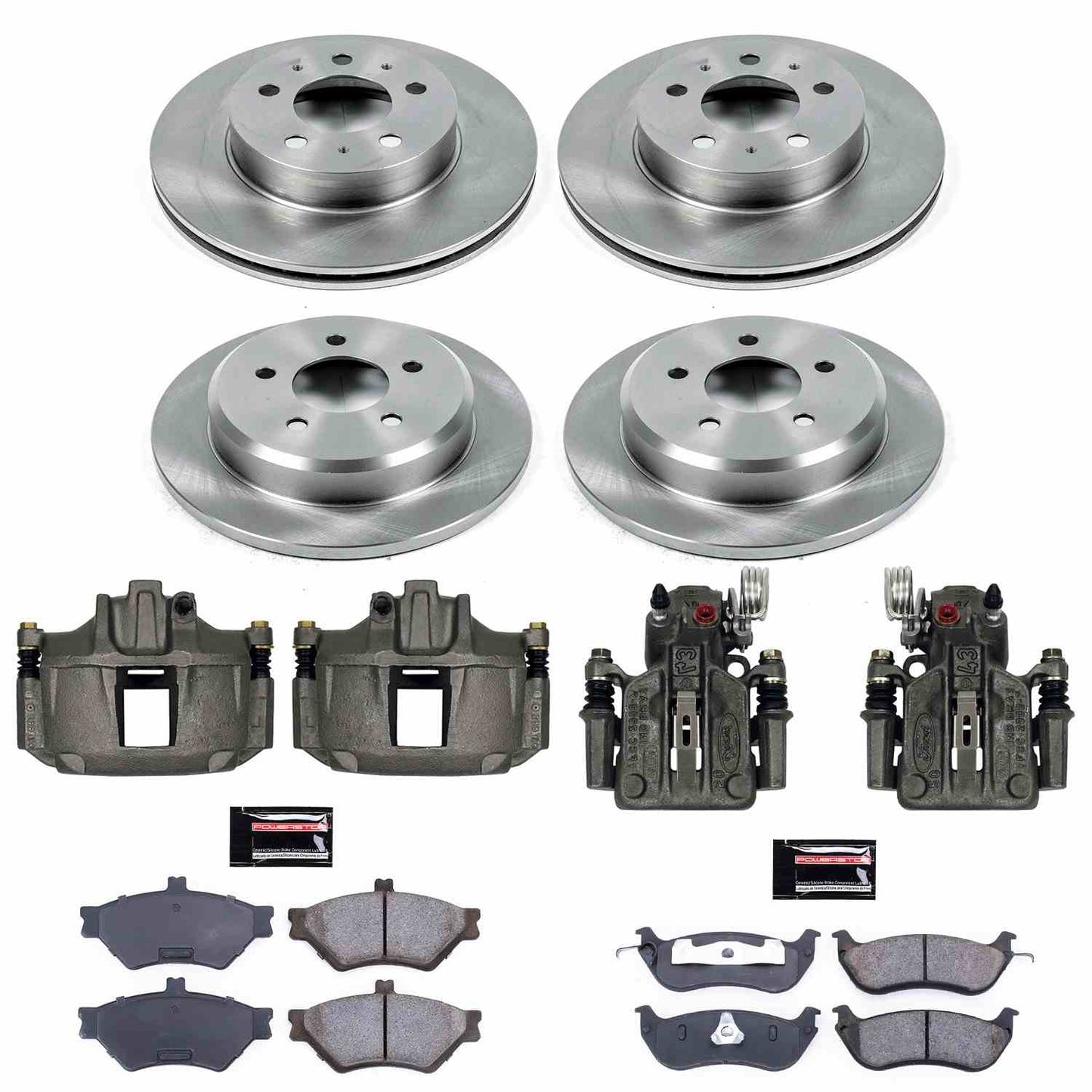 PowerStop Power Stop 96-97 Ford Crown Victoria Autospecialty Kit w/ Calipers - Front and Rear KCOE2860