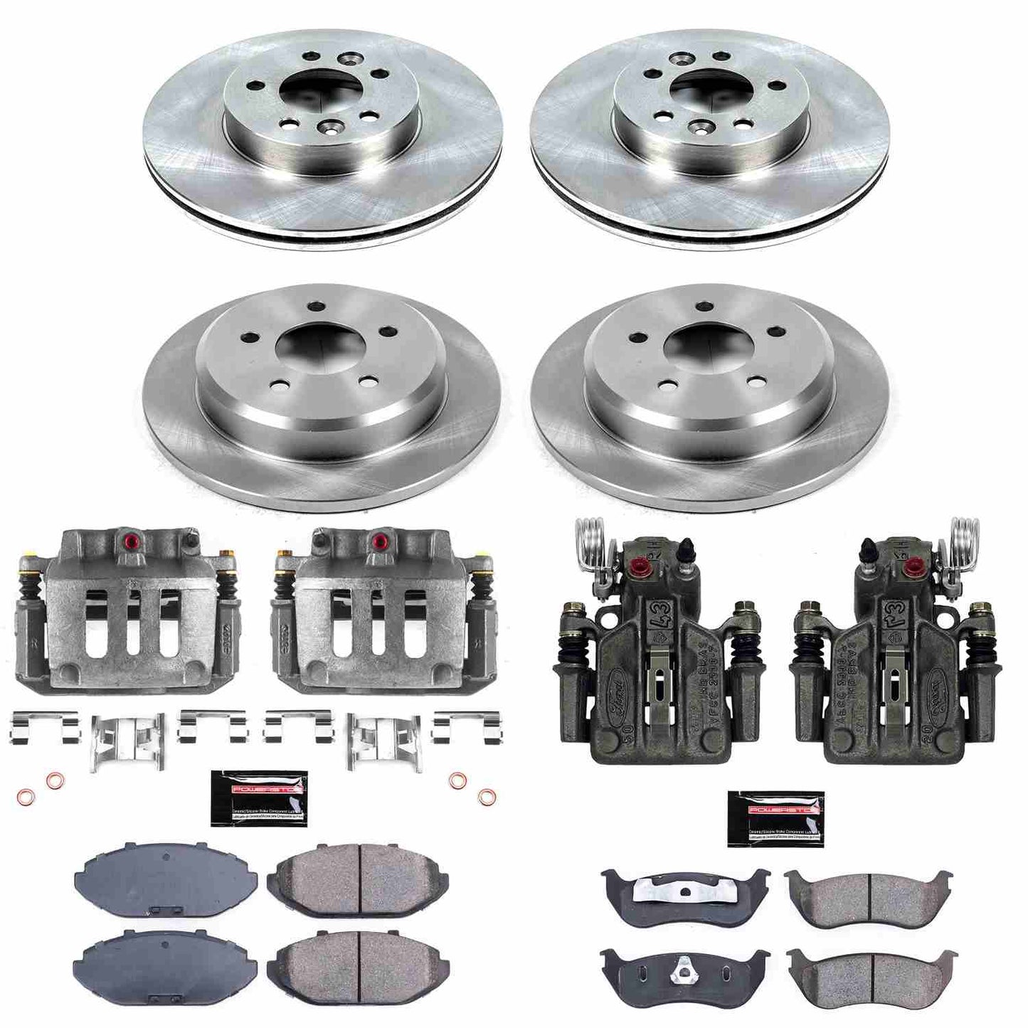 PowerStop Power Stop 98-02 Ford Crown Victoria Autospecialty Kit w/ Calipers - Front and Rear KCOE2861