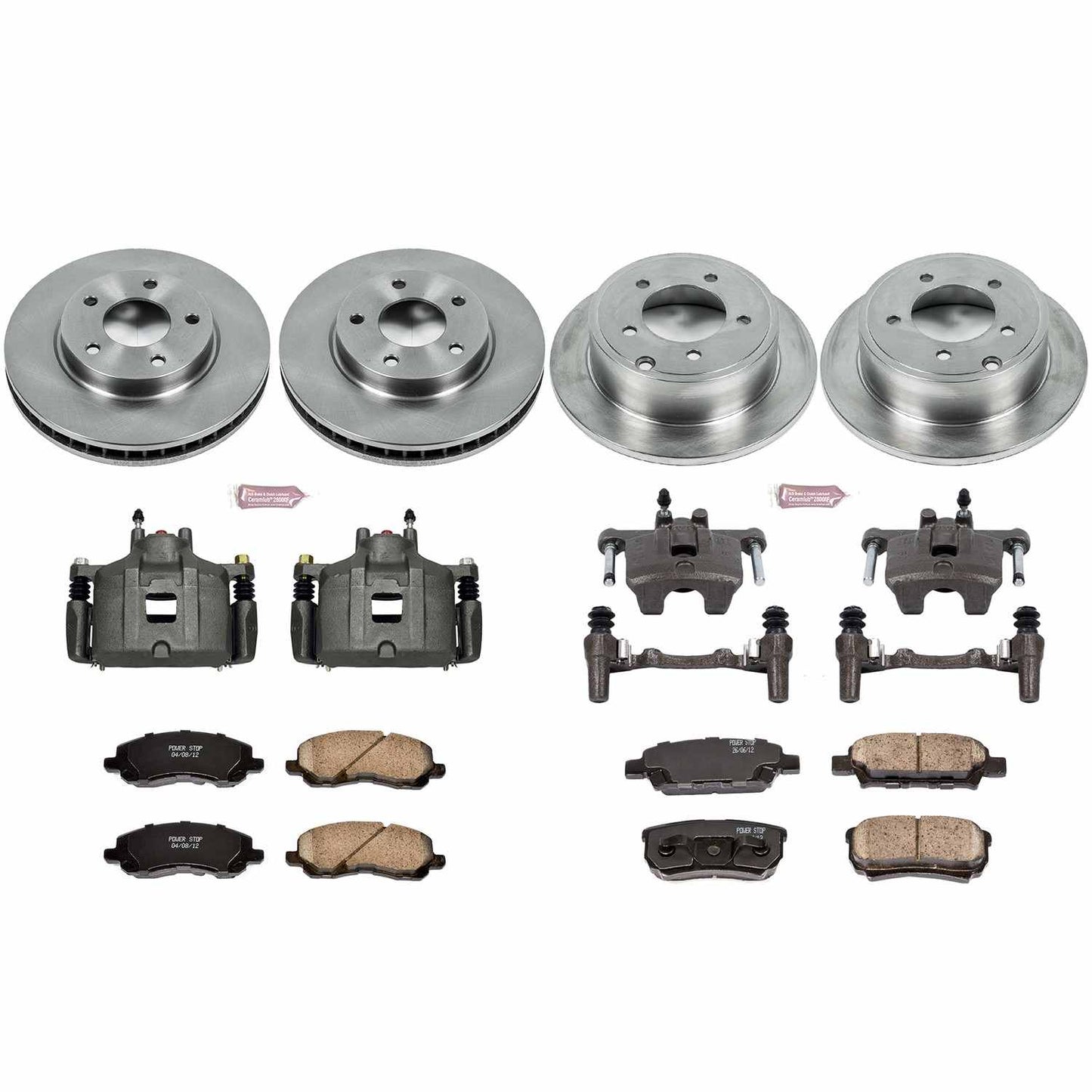 PowerStop Power Stop 08-17 Mitsubishi Lancer Autospecialty Kit w/ Calipers - Front and Rear KCOE4017A