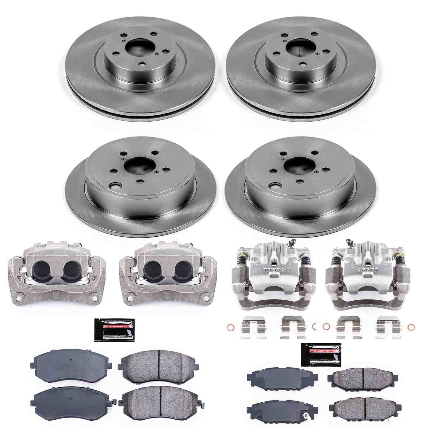 PowerStop Power Stop 10-12 Subaru Legacy Autospecialty Kit w/ Calipers - Front and Rear KCOE4077A