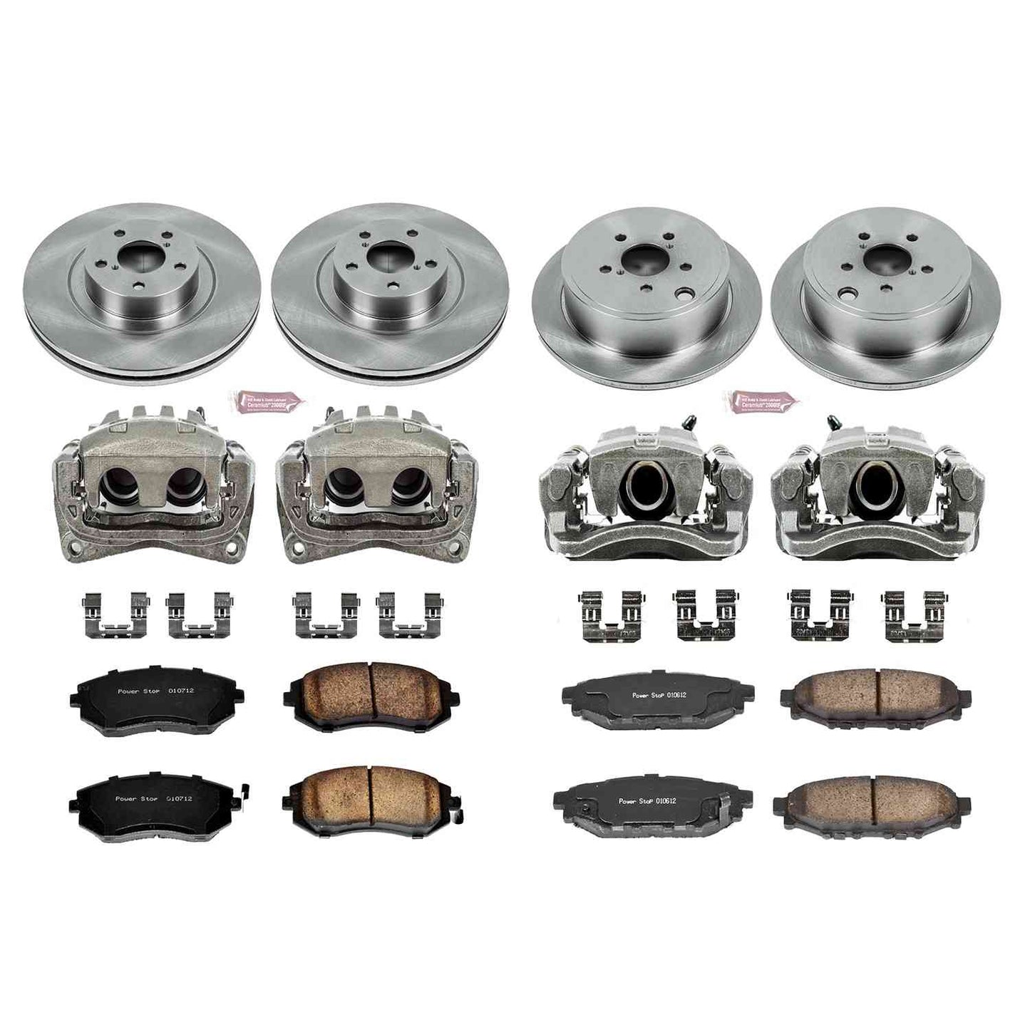 PowerStop Power Stop 09-10 Subaru Forester Autospecialty Kit w/ Calipers - Front and Rear KCOE4077