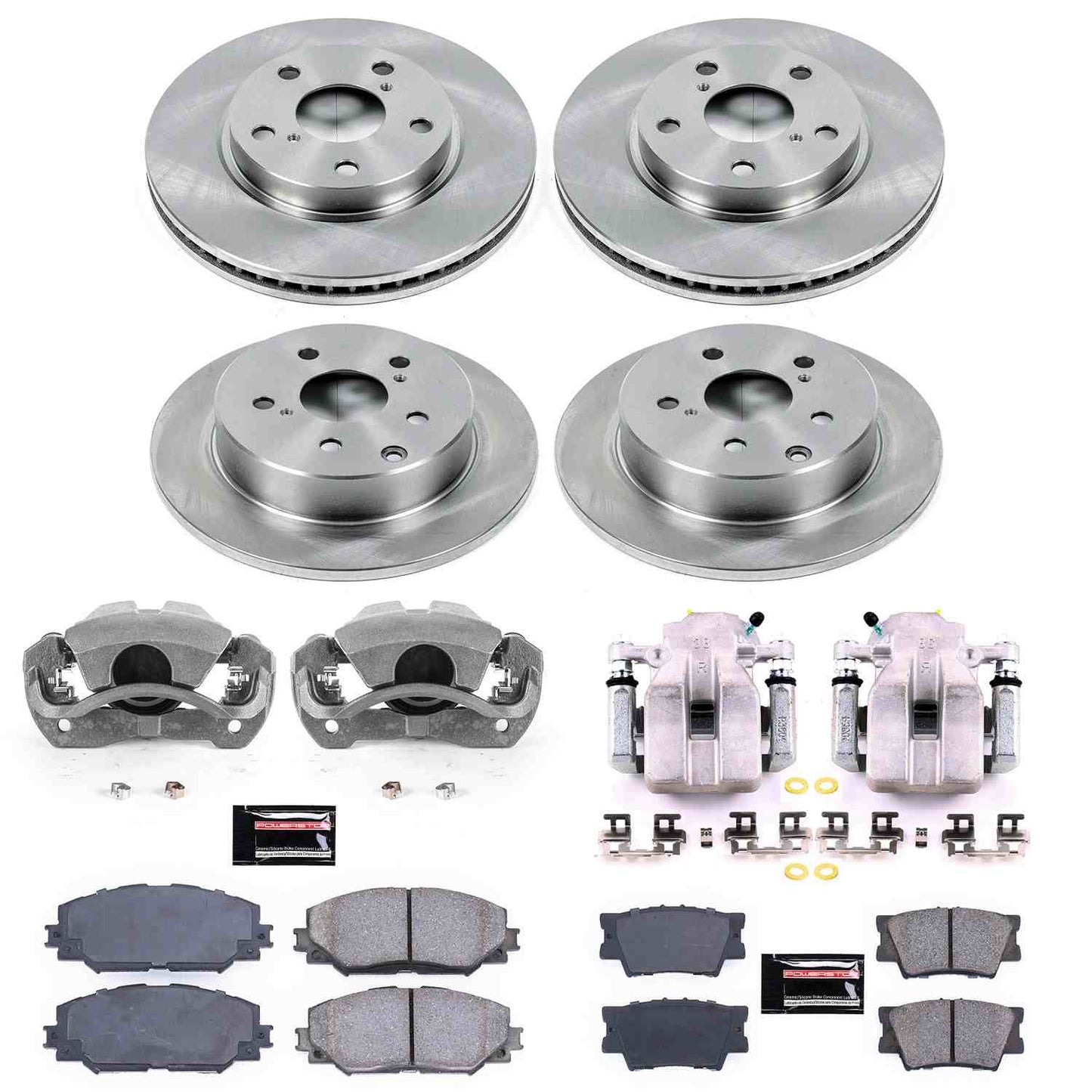 PowerStop Power Stop 11-16 Toyota RAV4 Autospecialty Kit w/ Calipers - Front and Rear KCOE4100B