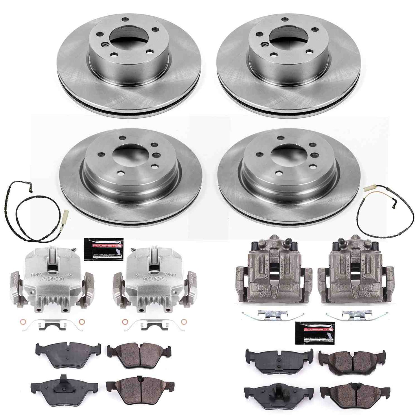 PowerStop Power Stop 2007 BMW 328xi Autospecialty Kit w/ Calipers - Front and Rear KCOE4102