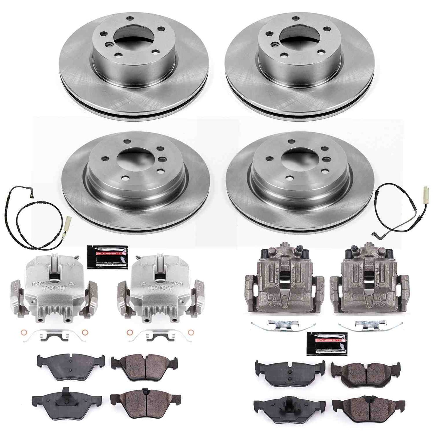 PowerStop Power Stop 2007 BMW 328i Autospecialty Kit w/ Calipers - Front and Rear KCOE4103