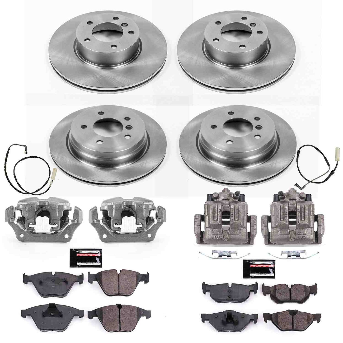 PowerStop Power Stop 08-10 BMW 328i Autospecialty Kit w/ Calipers - Front and Rear KCOE4104