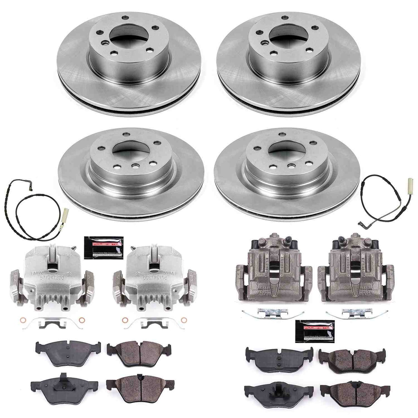 PowerStop Power Stop 2007 BMW 328i Autospecialty Kit w/ Calipers - Front and Rear KCOE4106