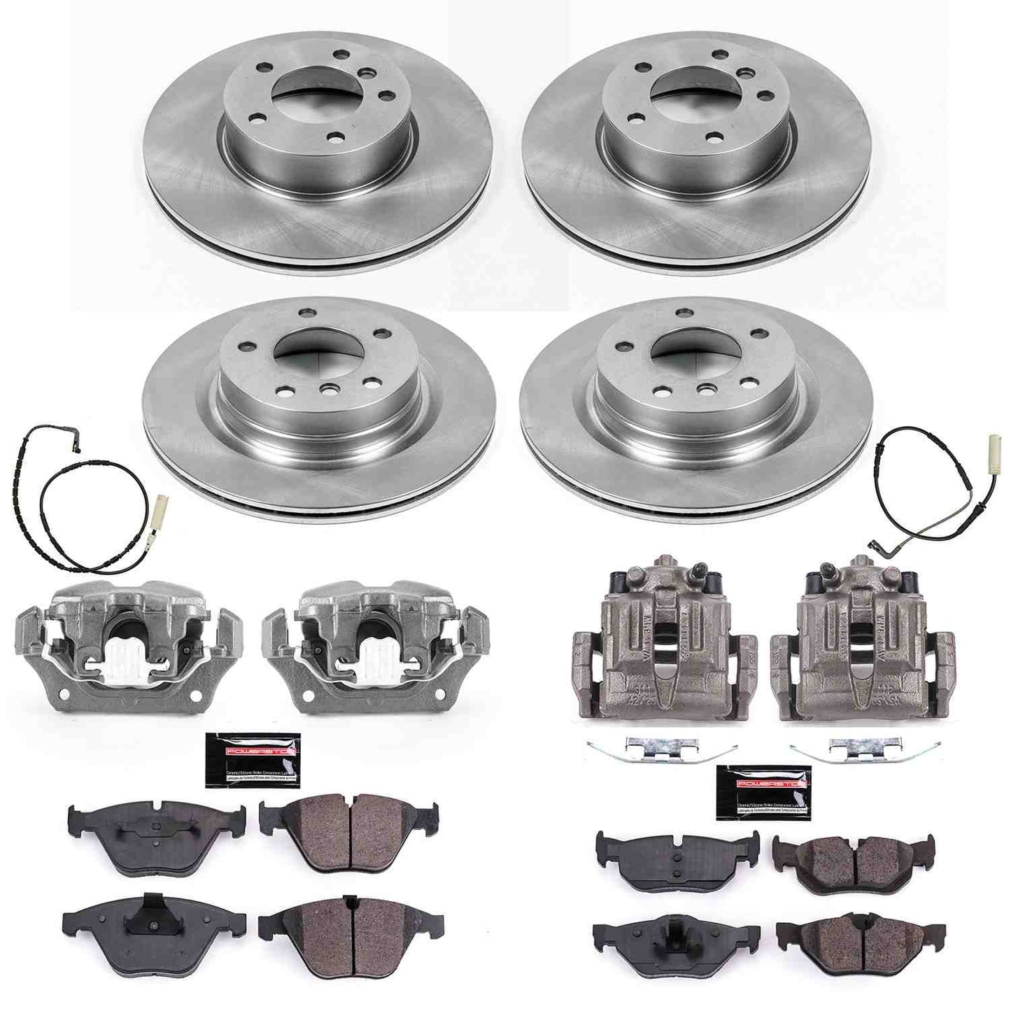 PowerStop Power Stop 08-10 BMW 328i Autospecialty Kit w/ Calipers - Front and Rear KCOE4107