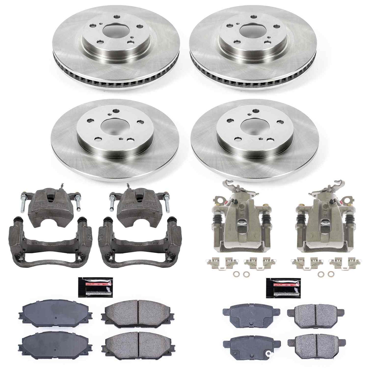 PowerStop Power Stop 09-10 Pontiac Vibe Autospecialty Kit w/ Calipers - Front and Rear KCOE4142