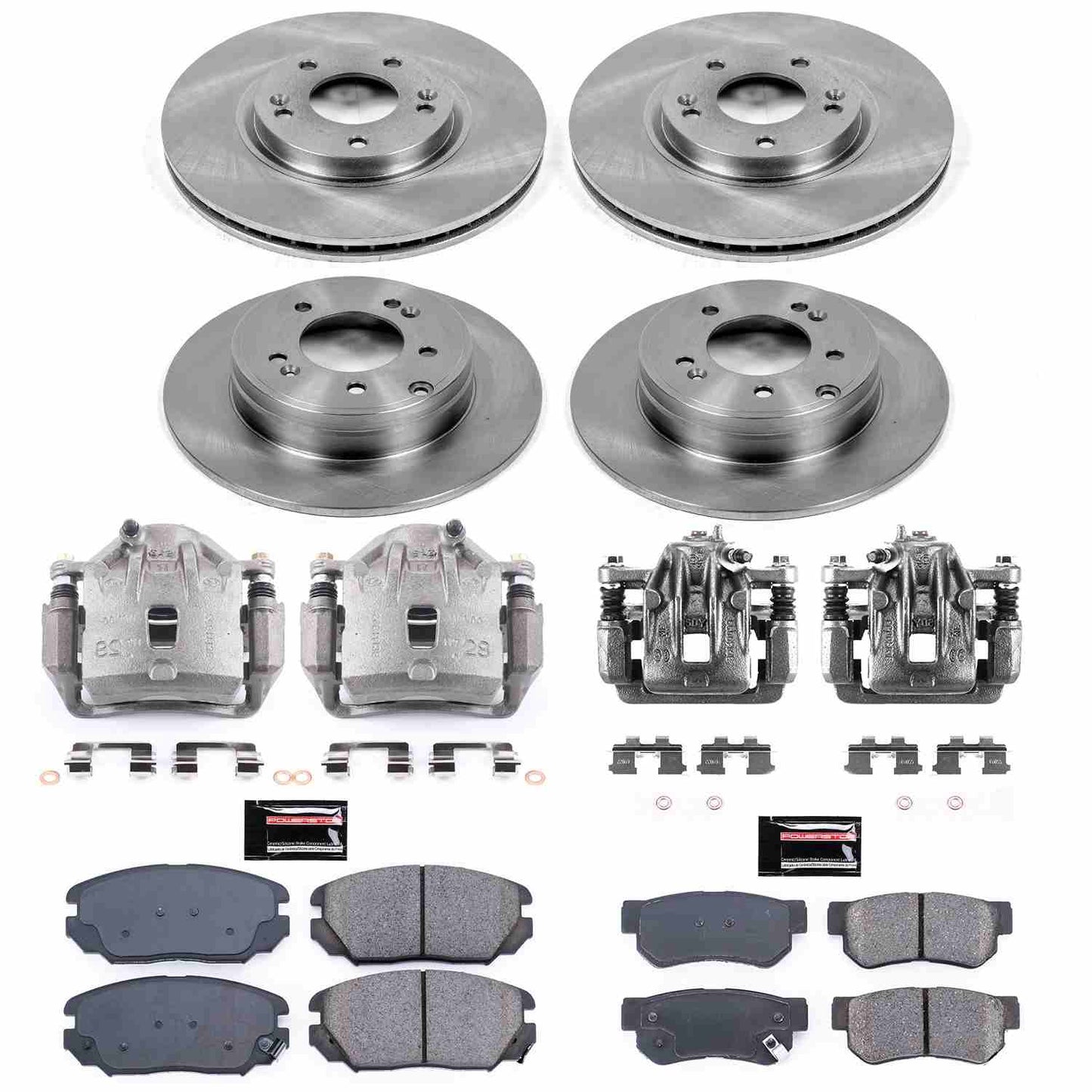 PowerStop Power Stop 06-08 Hyundai Sonata Autospecialty Kit w/ Calipers - Front and Rear KCOE4443A