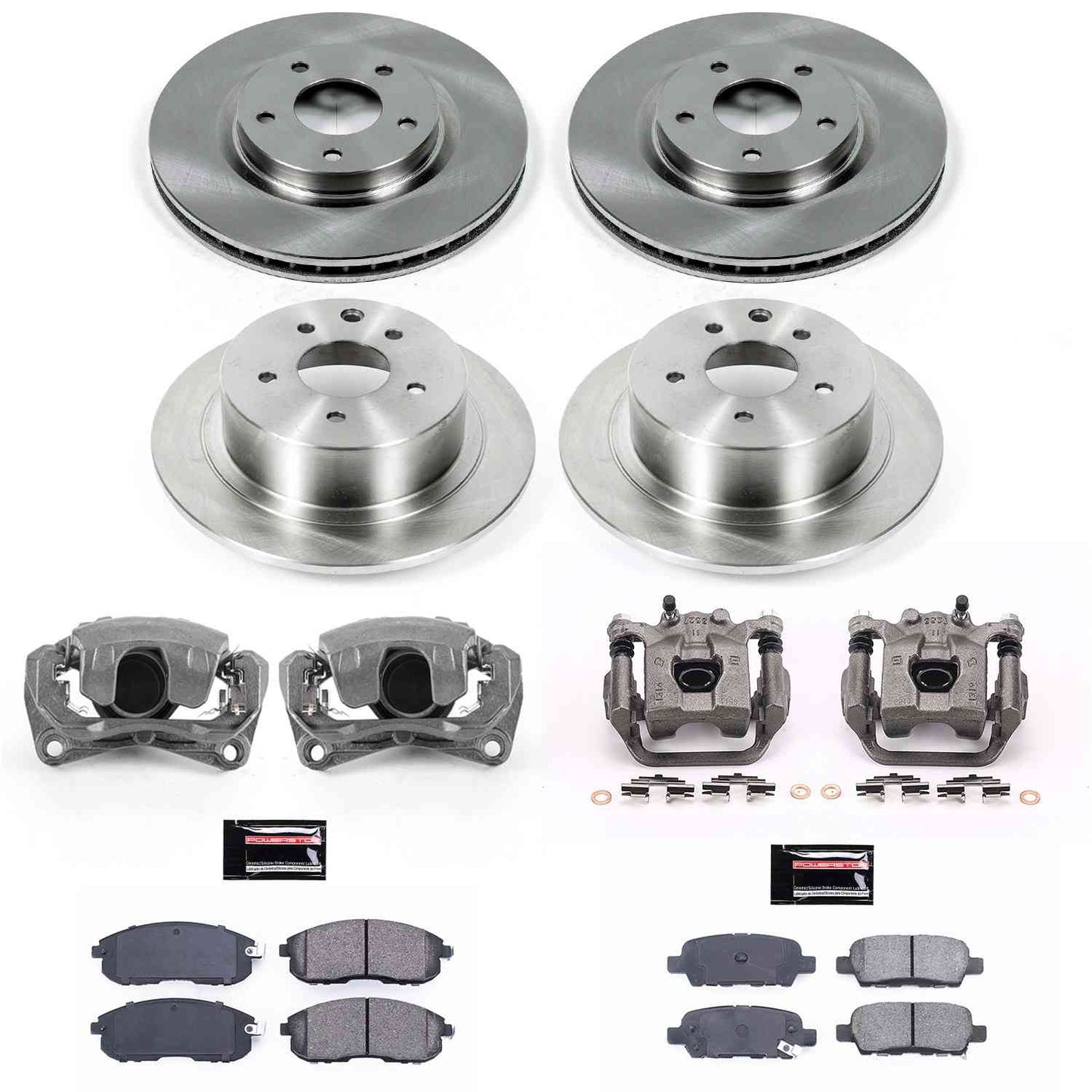 PowerStop Power Stop 07-10 Nissan Sentra Autospecialty Kit w/ Calipers - Front and Rear KCOE4475A
