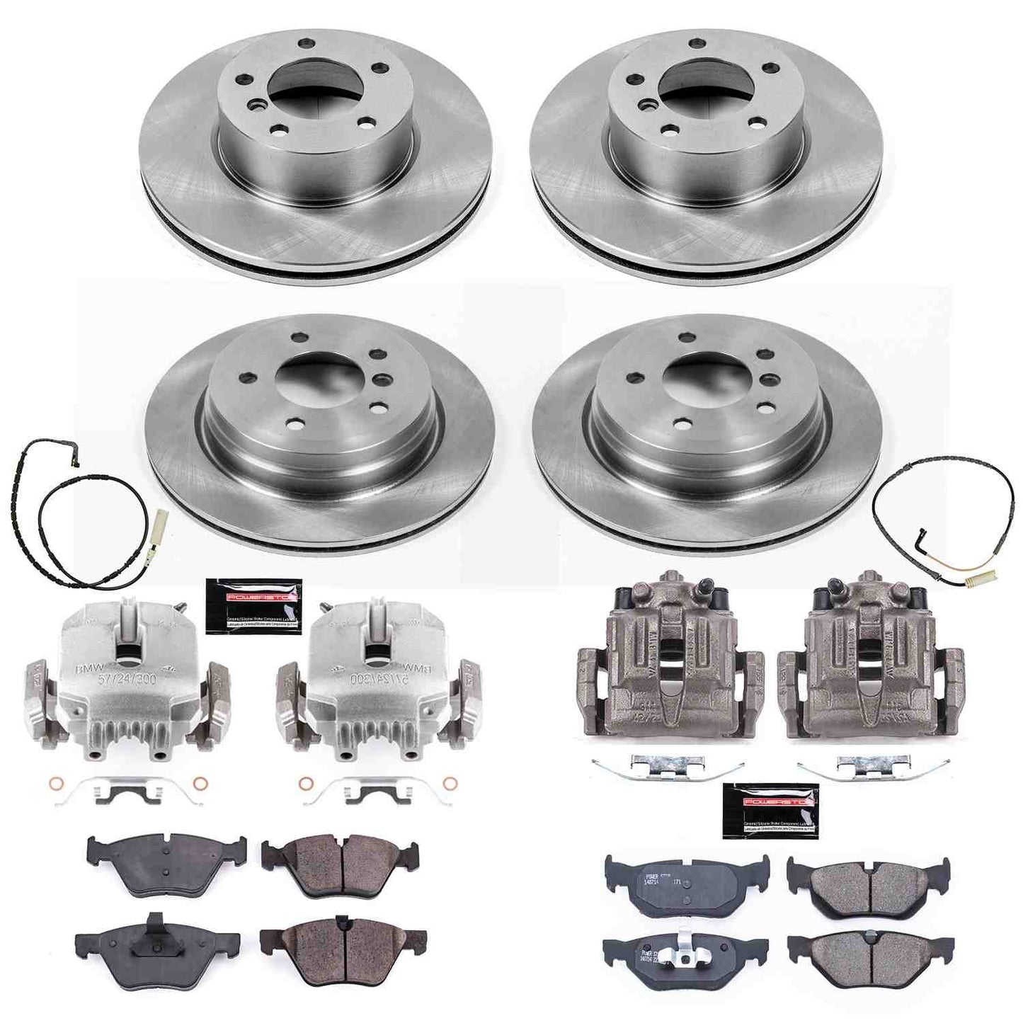 PowerStop Power Stop 2006 BMW 325xi Autospecialty Kit w/ Calipers - Front and Rear KCOE5357
