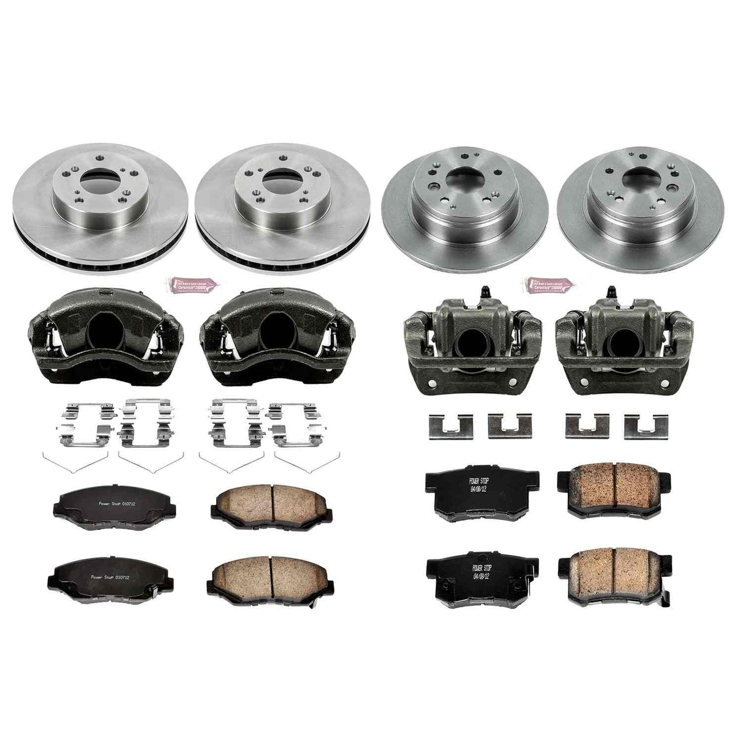 PowerStop Power Stop 03-11 Honda Element Autospecialty Kit w/ Calipers - Front and Rear KCOE5389