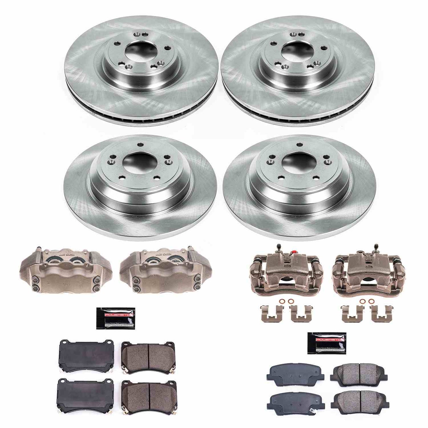 PowerStop Power Stop 2009 Hyundai Genesis Front & Rear Autospecialty Brake Kit w/Calipers KCOE5844
