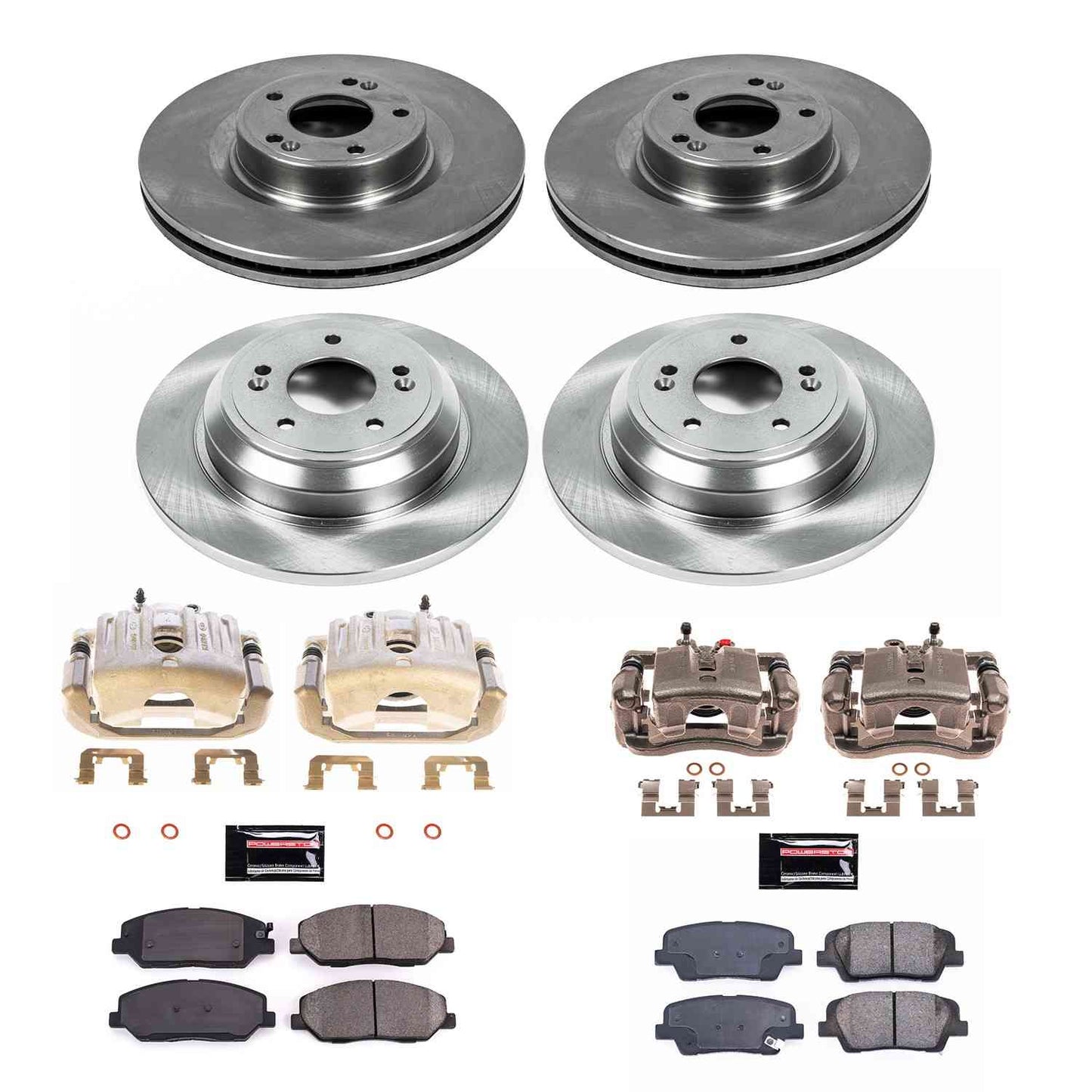 PowerStop Power Stop 2009 Hyundai Genesis Front & Rear Autospecialty Brake Kit w/Calipers KCOE5922