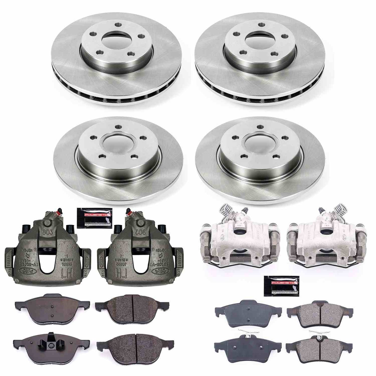 PowerStop Power Stop 14-18 Ford Focus Autospecialty Kit w/ Calipers - Front and Rear KCOE5977A