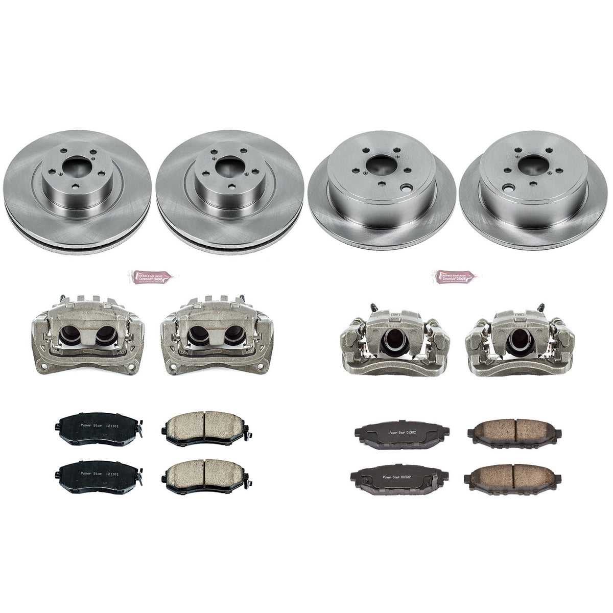 PowerStop Power Stop 10-13 Subaru Forester Autospecialty Kit w/ Calipers - Front and Rear KCOE6083