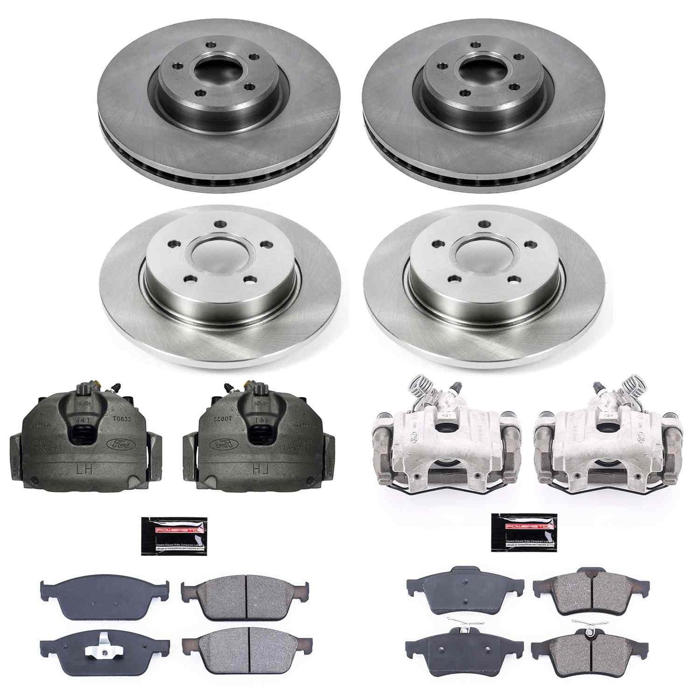 PowerStop Power Stop 13-14 Ford Focus Autospecialty Kit w/ Calipers - Front and Rear KCOE6350