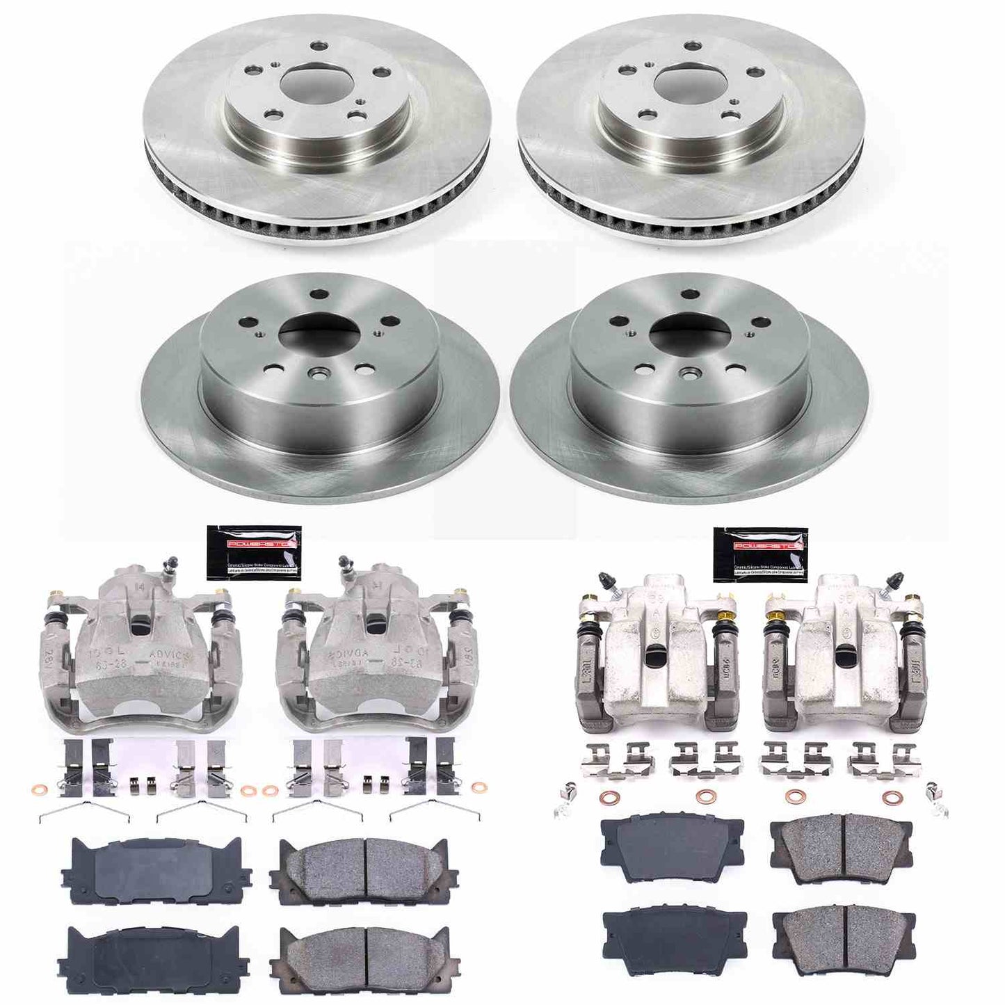 PowerStop Power Stop 13-18 Lexus ES300h Autospecialty Kit w/ Calipers - Front and Rear KCOE6480