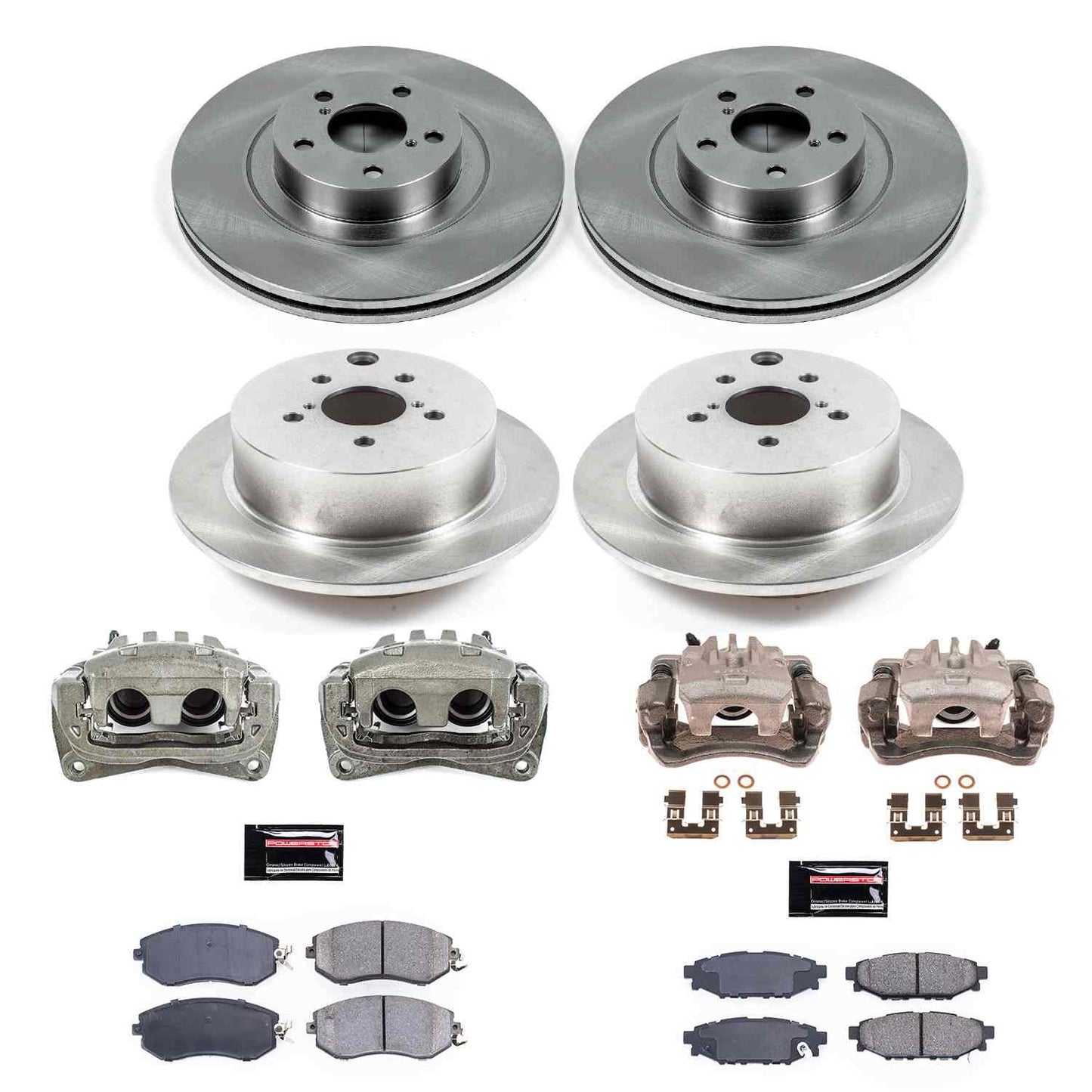 PowerStop Power Stop 16-17 Subaru Crosstrek Front & Rear Autospecialty Brake Kit w/Calipers KCOE6762