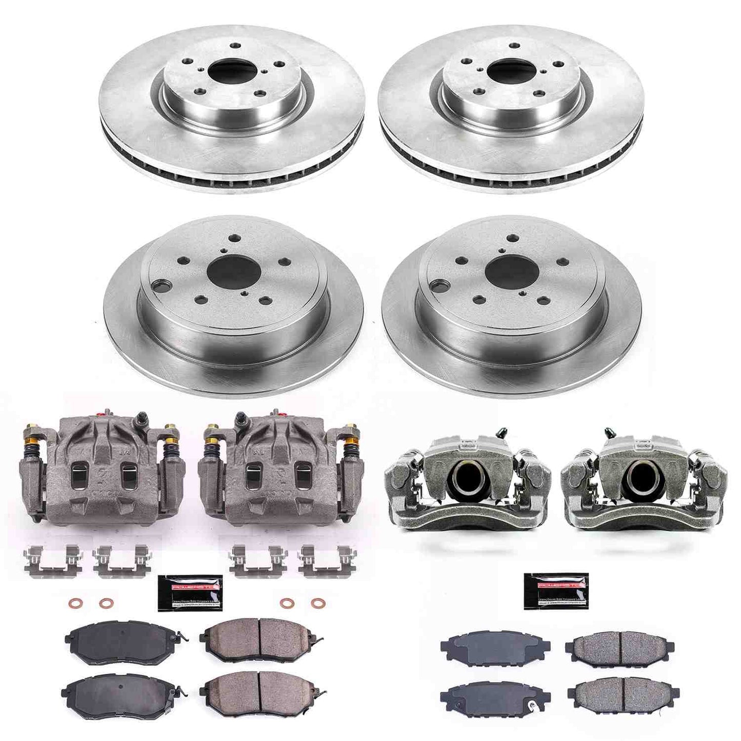 PowerStop Power Stop 15-19 Subaru WRX Autospecialty Kit w/ Calipers - Front and Rear KCOE6932