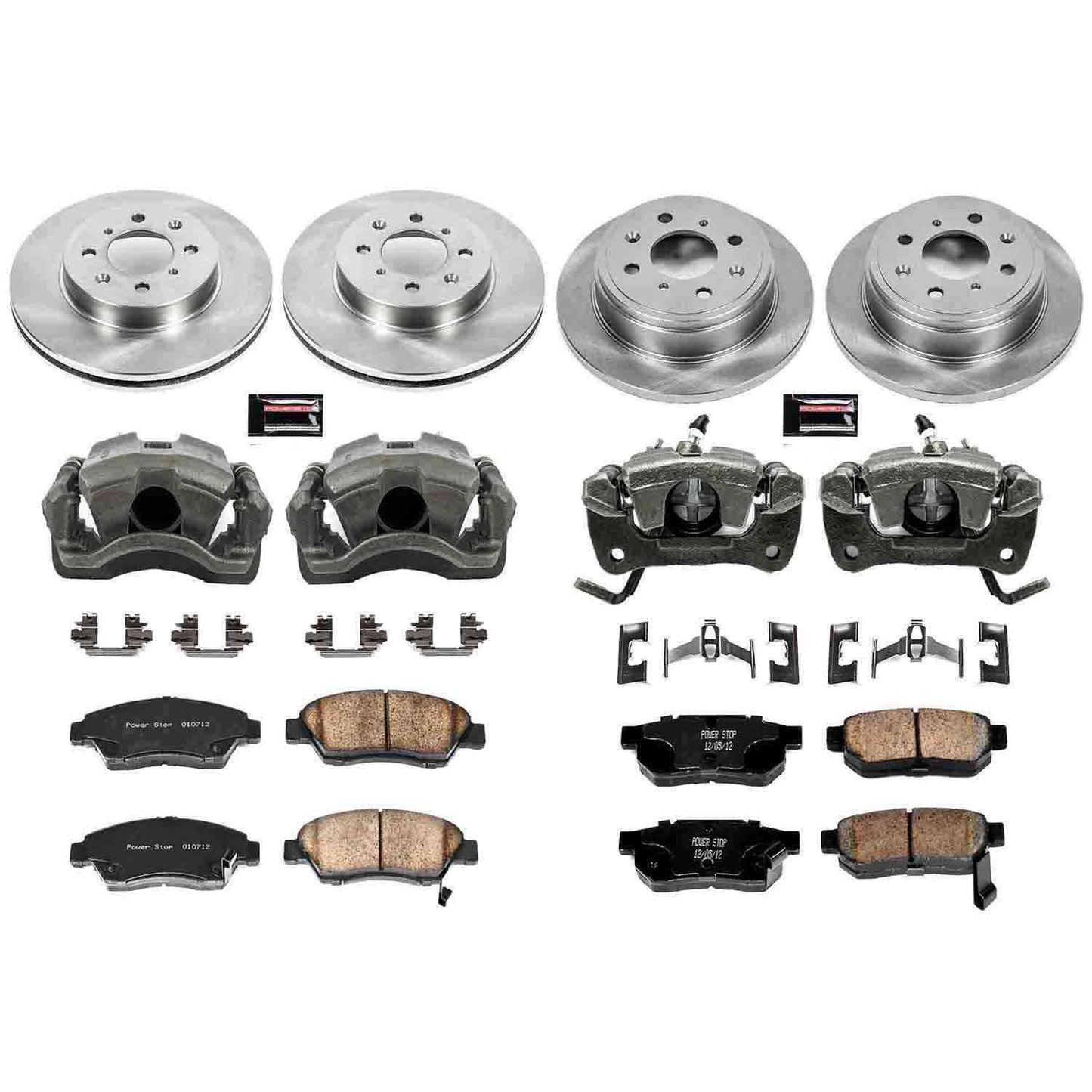 PowerStop Power Stop 94-97 Honda Civic del Sol Autospecialty Kit w/ Calipers - Front and Rear KCOE695