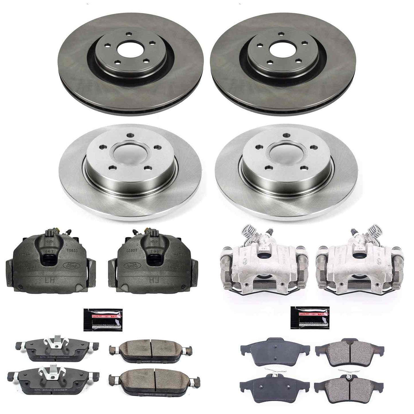 PowerStop Power Stop 15-18 Ford Focus Autospecialty Kit w/ Calipers - Front and Rear KCOE7233