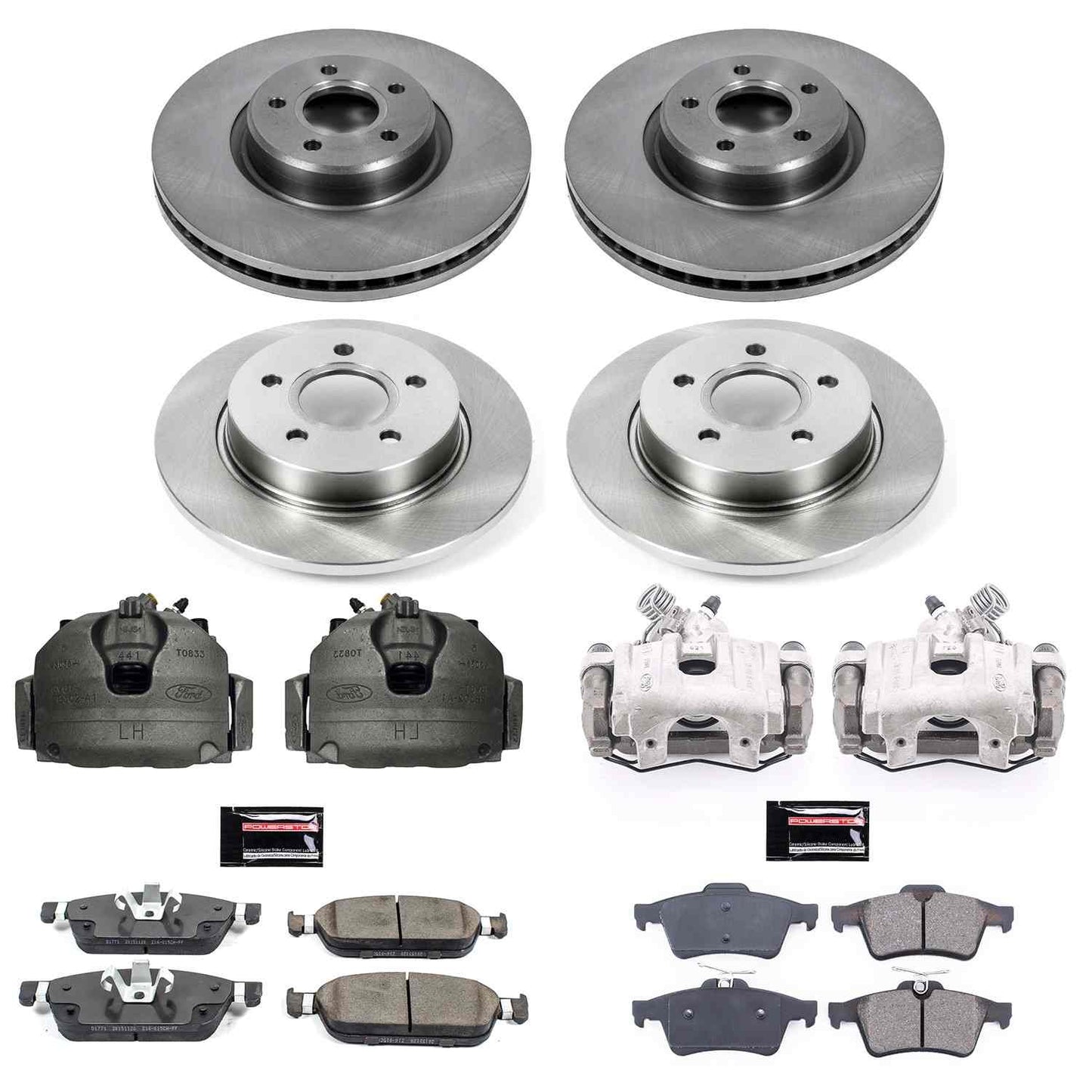 PowerStop Power Stop 15-18 Ford Focus Autospecialty Kit w/ Calipers - Front and Rear KCOE7277