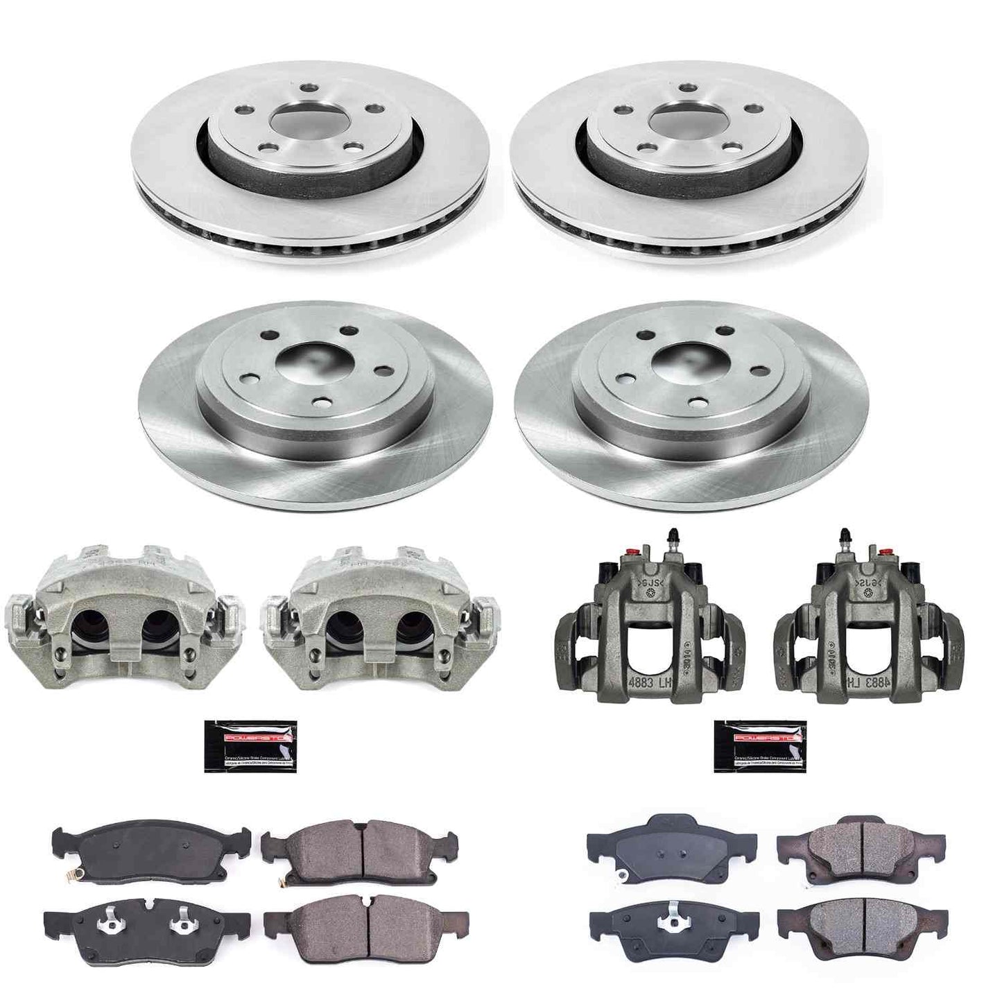 PowerStop Power Stop 17-19 Jeep Grand Cherokee Autospecialty Kit w/ Calipers - Front and Rear KCOE7413