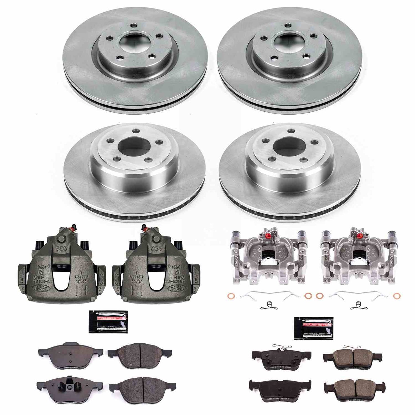 PowerStop Power Stop 17-19 Ford Escape Autospecialty Kit w/ Calipers - Front and Rear KCOE7571