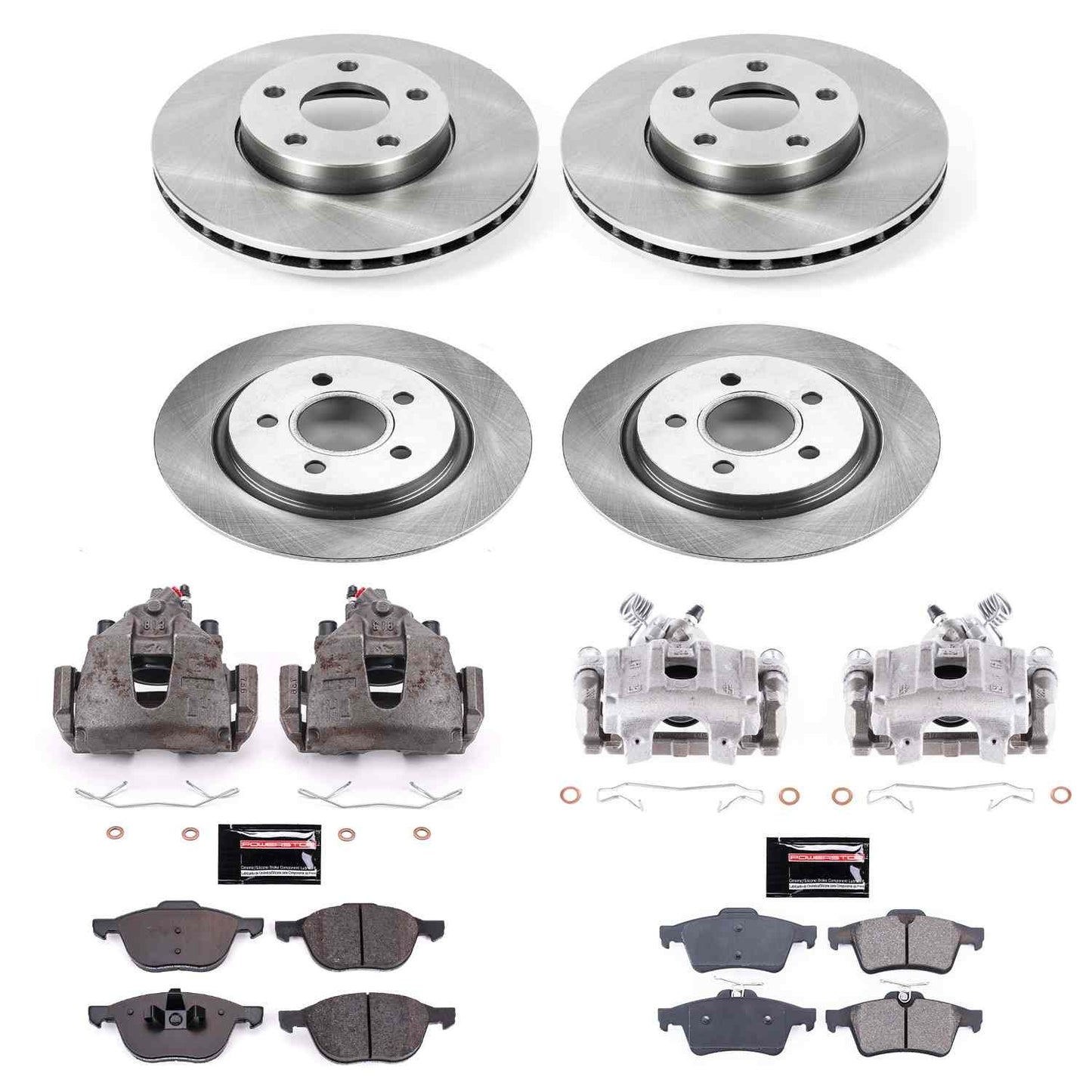 PowerStop Power Stop 12-13 Volvo C30 Autospecialty Kit w/ Calipers - Front and Rear KCOE7635