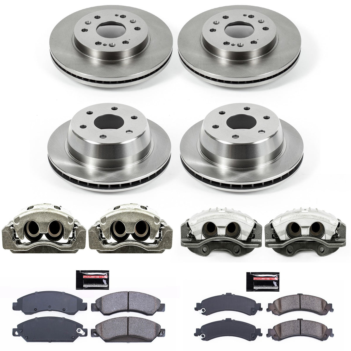 PowerStop Power Stop 05-06 GMC Sierra 1500 Autospecialty Kit w/ Calipers - Front and Rear KCOE8071