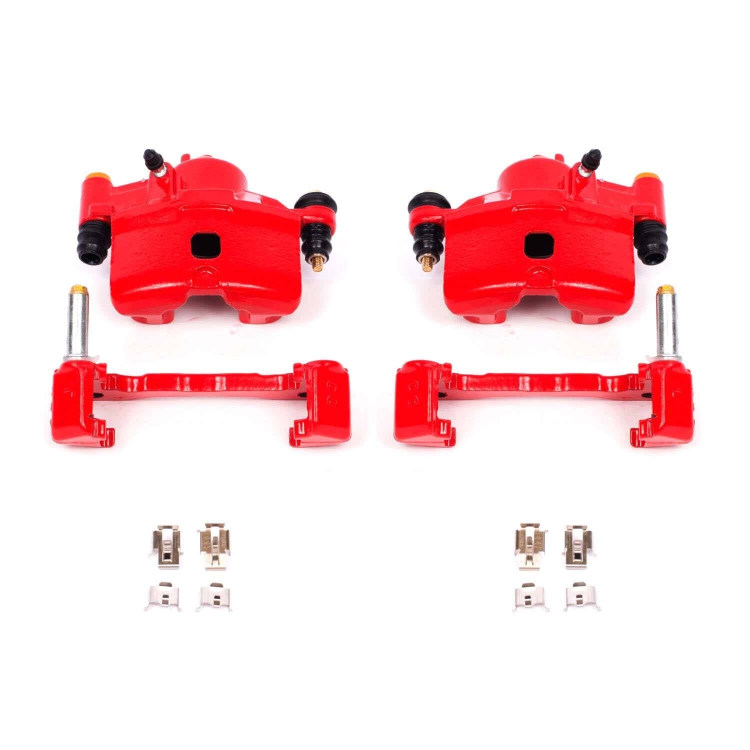 PowerStop Power Stop 90-00 Honda Civic Front Red Calipers w/Brackets - Pair S1379