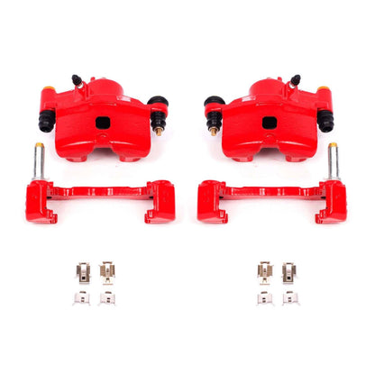 PowerStop Power Stop 90-00 Honda Civic Front Red Calipers w/Brackets - Pair S1379