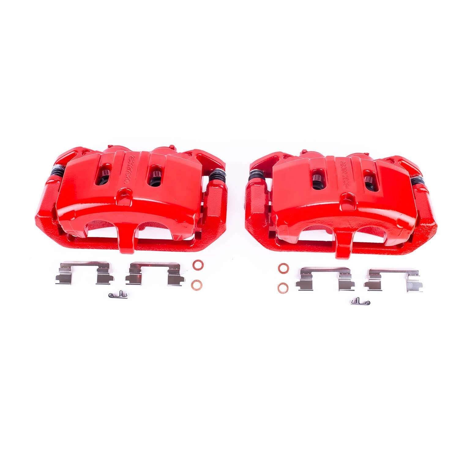 PowerStop Power Stop 15-17 Ford Mustang Front Red Calipers w/Brackets - Pair S15008