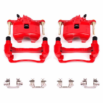 PowerStop Power Stop 93-95 Honda Civic Front Red Calipers w/Brackets - Pair S1614