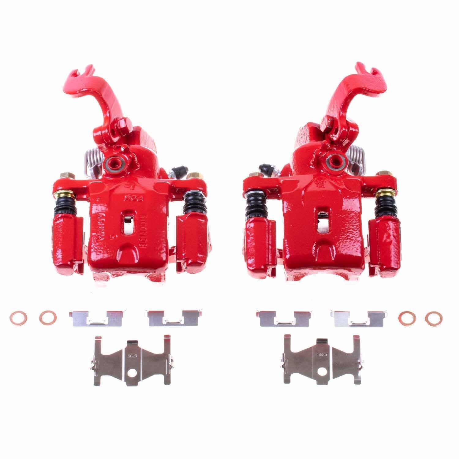 PowerStop Power Stop 96-00 Hyundai Elantra Rear Red Calipers w/Brackets - Pair S1916