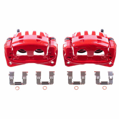 PowerStop Power Stop 05-06 Saab 9-2X Front Red Calipers w/Brackets - Pair S2682B
