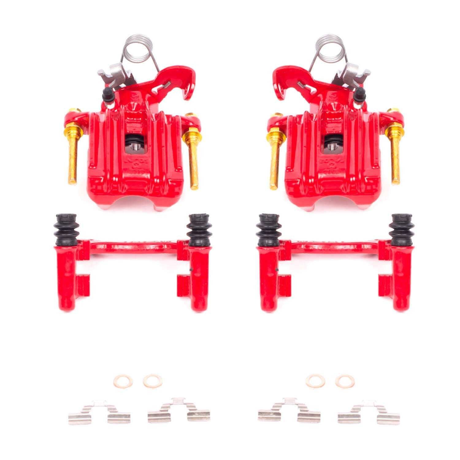 PowerStop Power Stop 02-06 Audi A4 Rear Red Calipers w/Brackets - Pair S2890