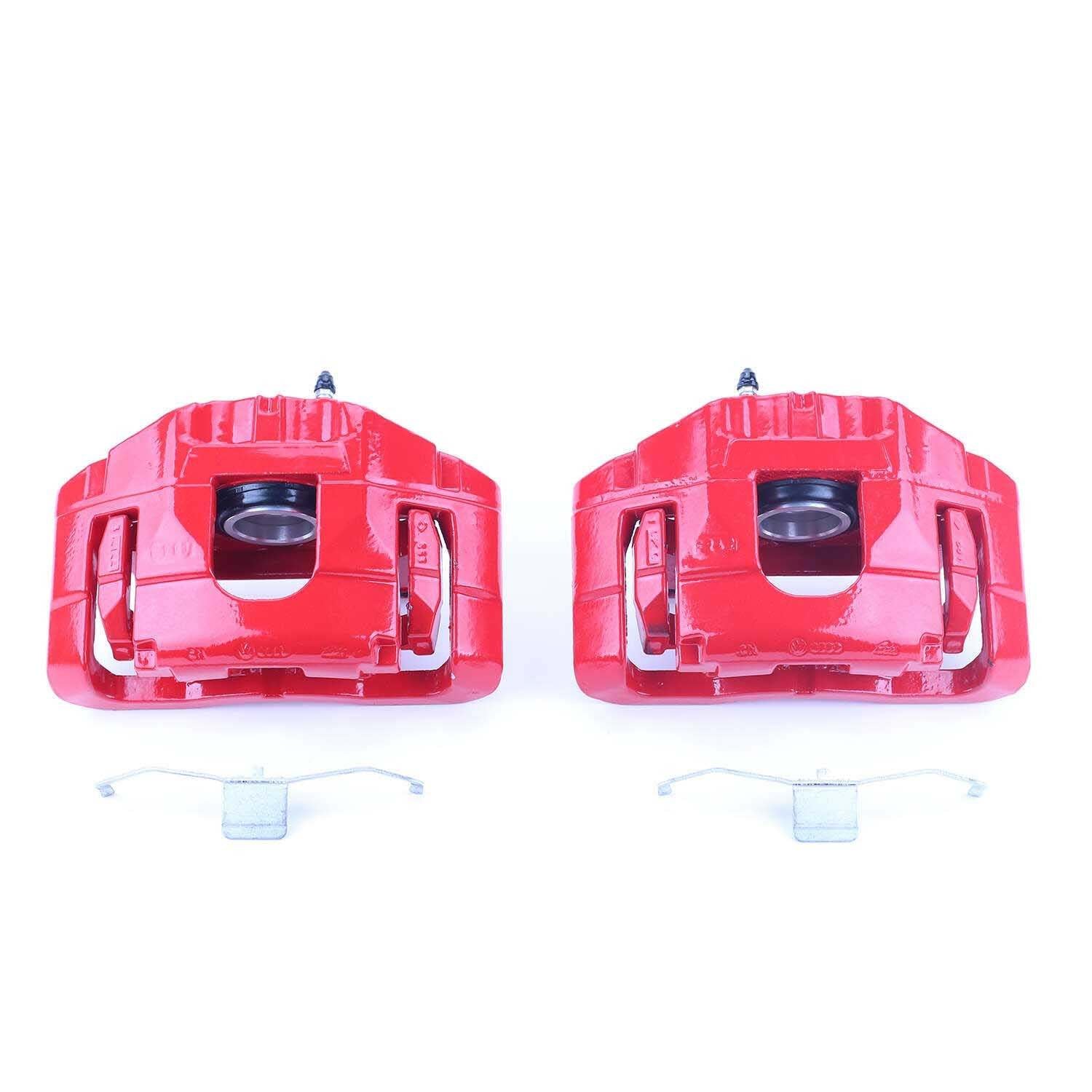 PowerStop Power Stop 05-06 Audi A4 Front Red Calipers w/Brackets - Pair S3110