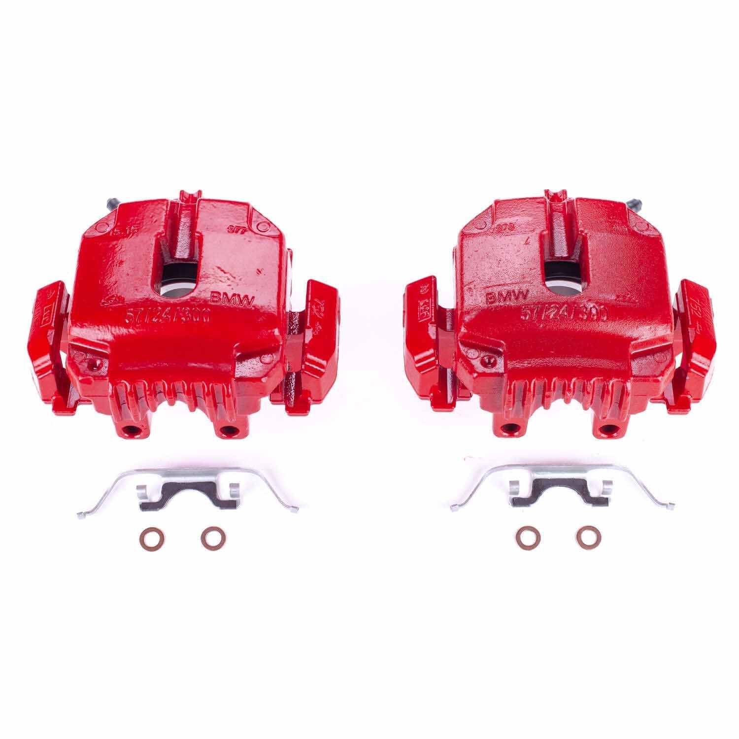 PowerStop Power Stop 2006 BMW 325i Front Red Calipers w/Brackets - Pair S3242